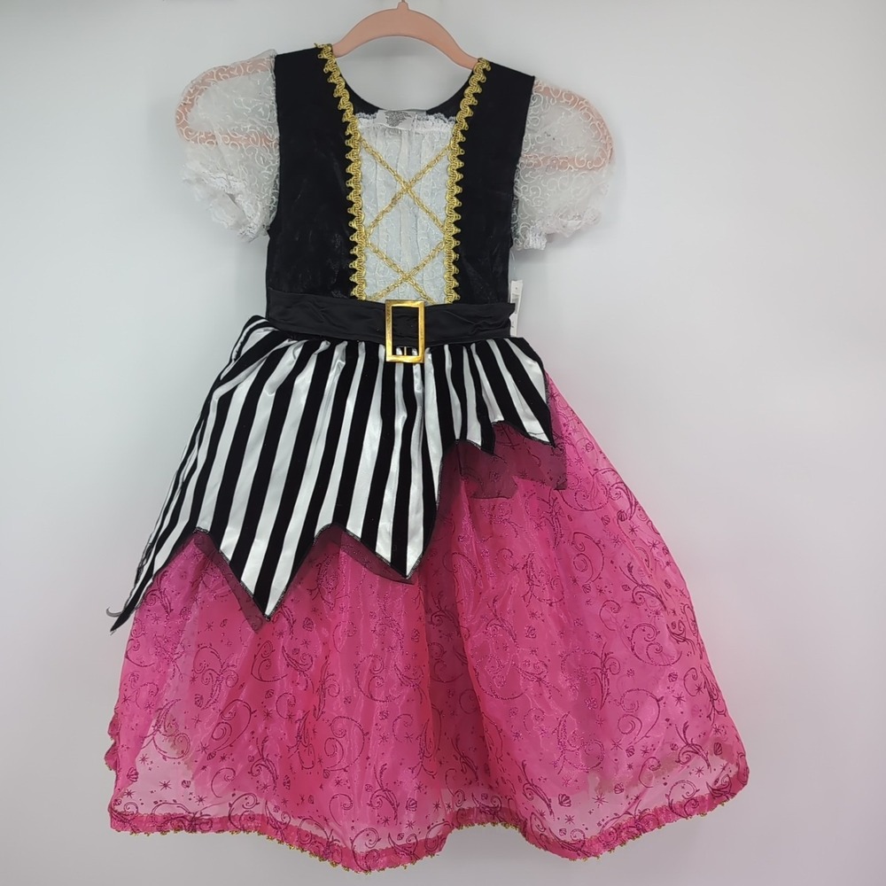 Disney Beetlejuice Pirate Parks Princess Costume Dress Pink Black Gold Sz Small